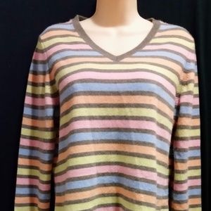 Talbots Multicolored Cashmere 3/4 Sleeves Sweater